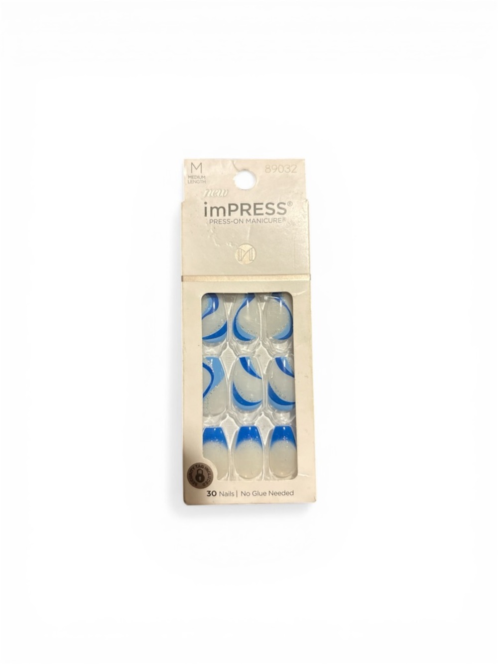imPRESS Clear Nails with Blue Crescent Tips